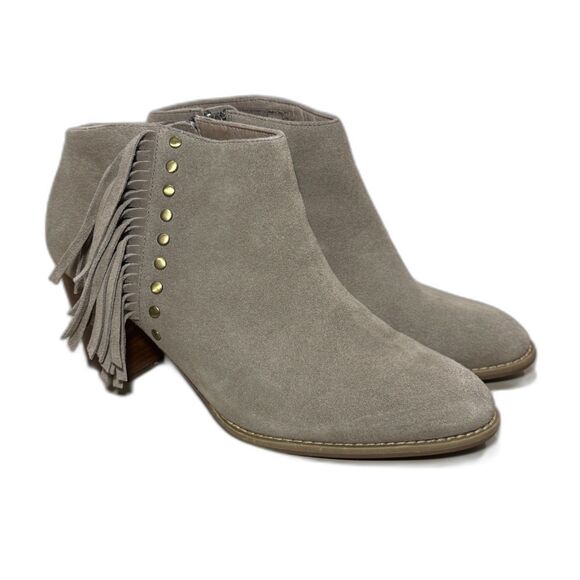 Vionic Tan Ankle Boots with Fringe - Picture 2 of 13